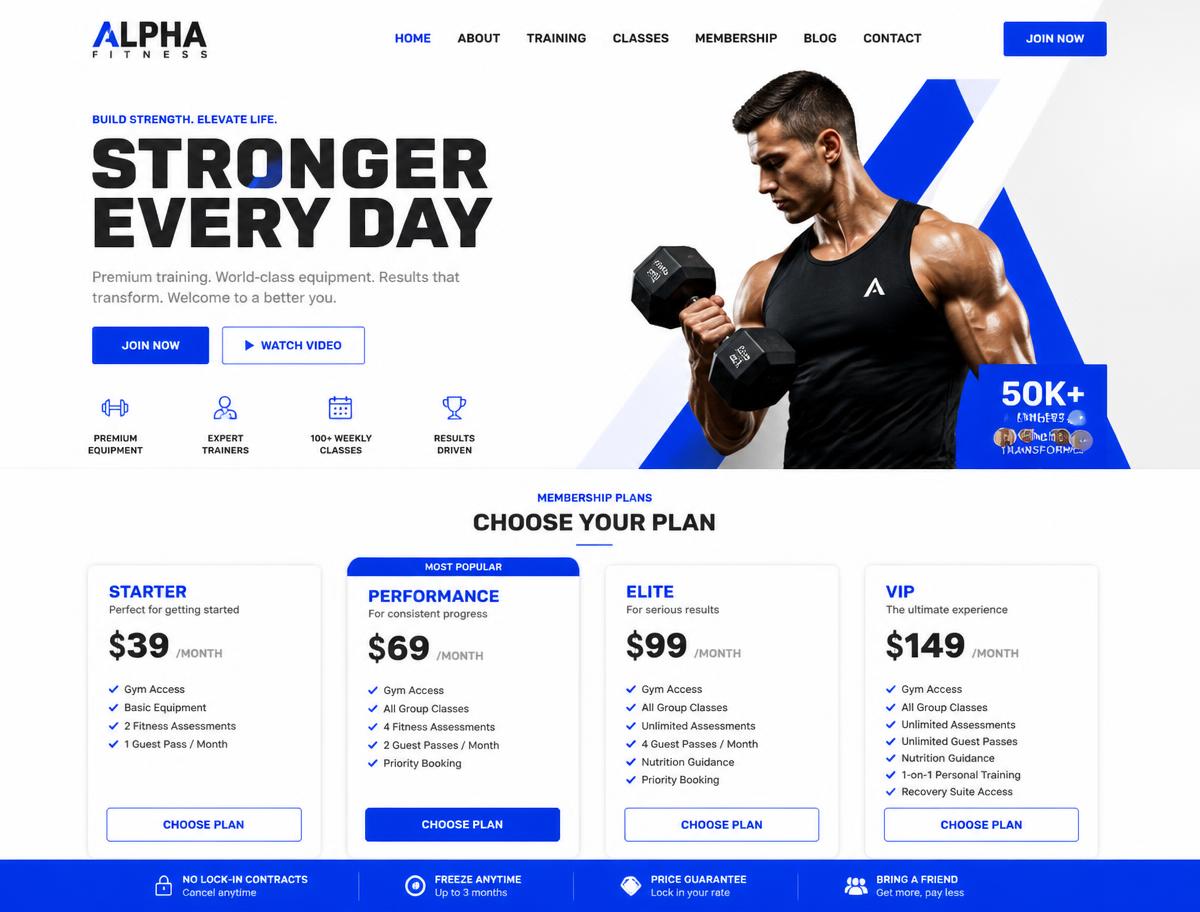 Luxury Gym website design concept
